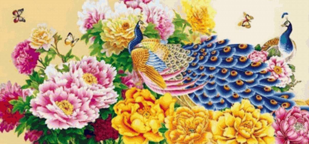 pavone e peonie - pavoni - предпросмотр