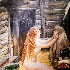 Схема вышивки «А.Пластов"Весна.В бане"»