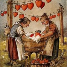 Схема вышивки «abuelitas lavando corazones»