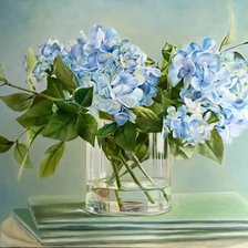 Схема вышивки «Букет голубых гортензий»