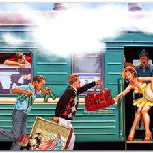 Схема вышивки «посадка в поезд в. барыкин»