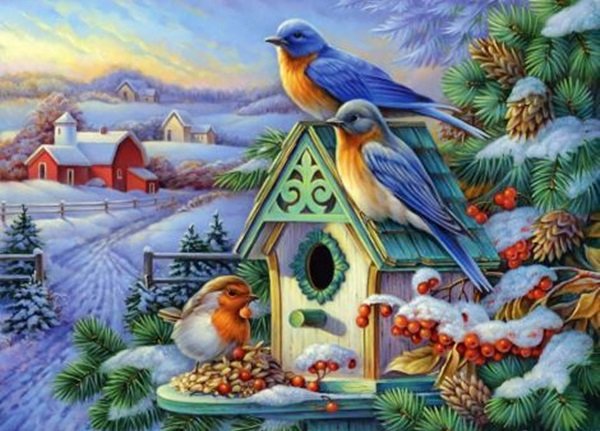 Paisagem. de inverno. - pássaro, paisagens - оригинал