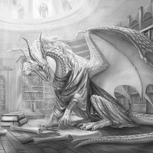 Схема вышивки «Дракон-книгочей»