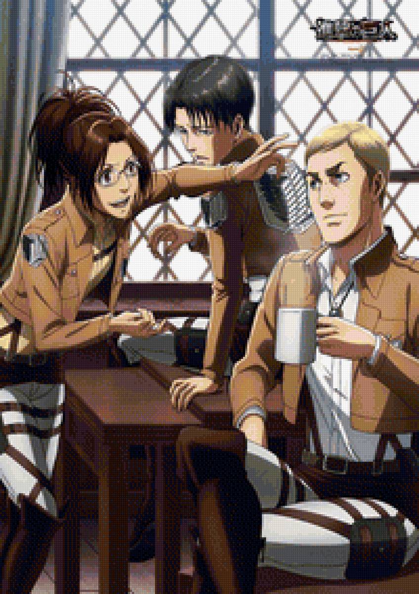 Собрание - леви, атака титанов, ханджи, эрвин - предпросмотр