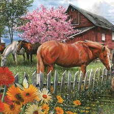 Схема вышивки «Cavalos.»