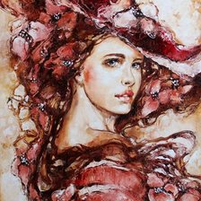 Схема вышивки «Дама в шляпе»