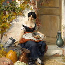 Схема вышивки «Крестьянка на крыльце»