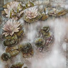 Схема вышивки «НАДЕЖДА СОКОЛОВА. ТРИ ЛЯГУШКИ, ДВА КАРПА, 70 х 70 см»