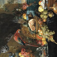 Схема вышивки «ЯН ДАВИДС ДЕ ХЕМ.  РОСКОШНЫЙ НАТЮРМОРТ С ПОПУГАЕМ»