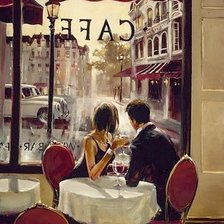 Схема вышивки «В кафе»