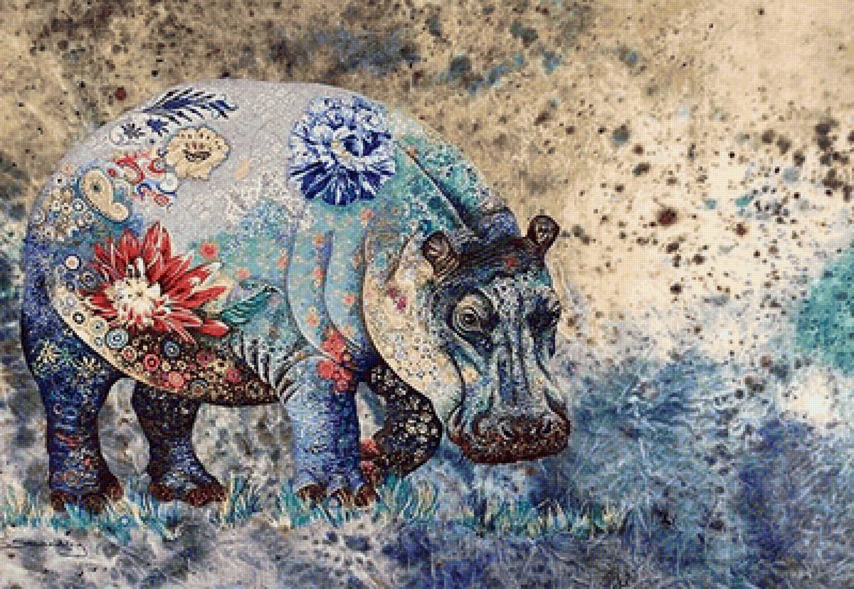 Hipopotamo. - animais.pintura. - предпросмотр