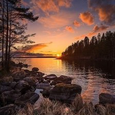 Схема вышивки «Закат над водой»