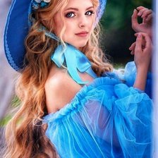 Схема вышивки «Девушка в голубом»