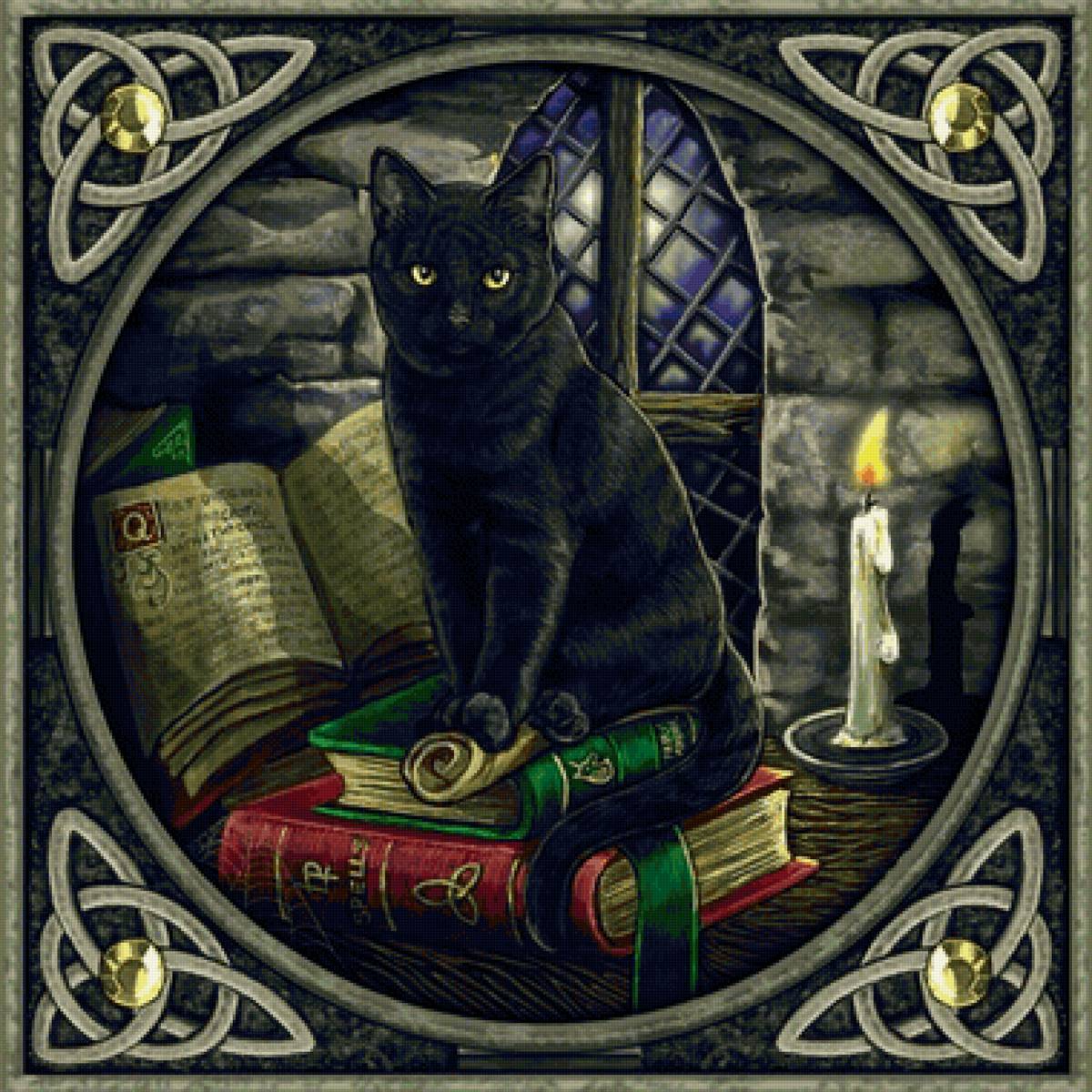 Gato. - animais. pintura. mistico .ilustração. - предпросмотр