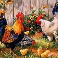 Схема вышивки «Петухи»