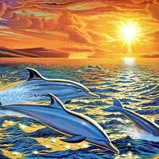 Схема вышивки «Дельфины»