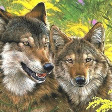 Схема вышивки «волки»