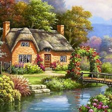 Схема вышивки «Дом у речки»