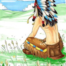 Схема вышивки «индеец»