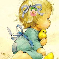 Схема вышивки «Малышка и цыплятки»