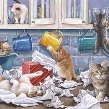 Схема вышивки «озорные кошки»