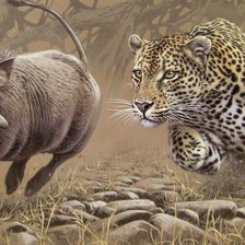 Схема вышивки «Leopardo caçando javali.»