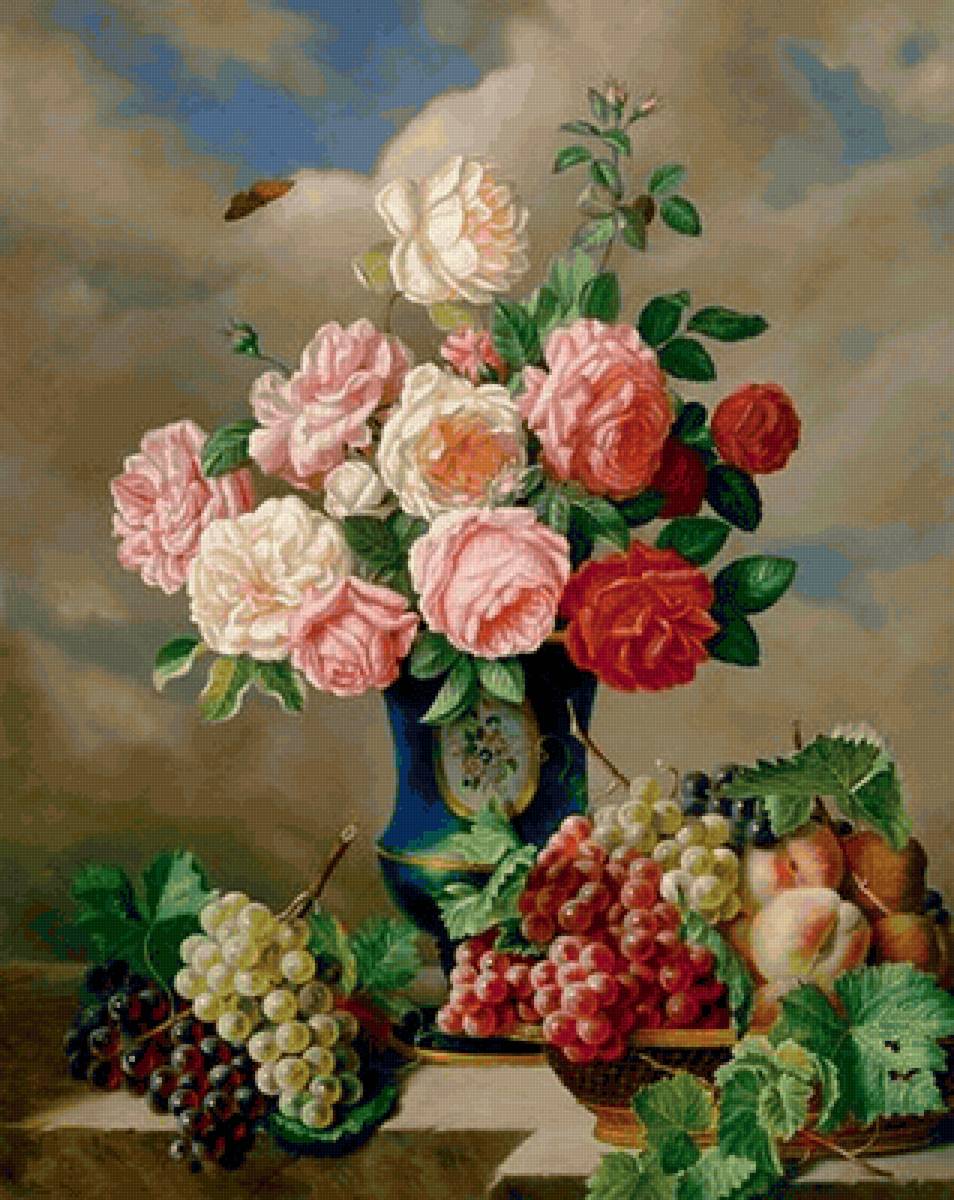 Rosas e frutas. - flores.frutas rosas. - предпросмотр