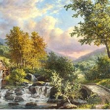 Paisagens com cachoeira.