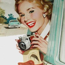 mujer vintage y camara fotos