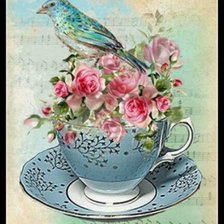 Схема вышивки «Цветы в чашке»