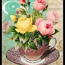 Схема вышивки «Цветы в чашке»
