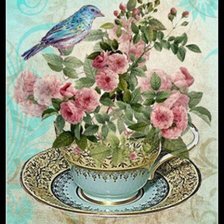 Схема вышивки «Цветы в чашке»