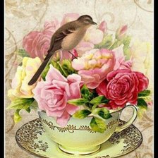 Схема вышивки «Цветы в чашке»