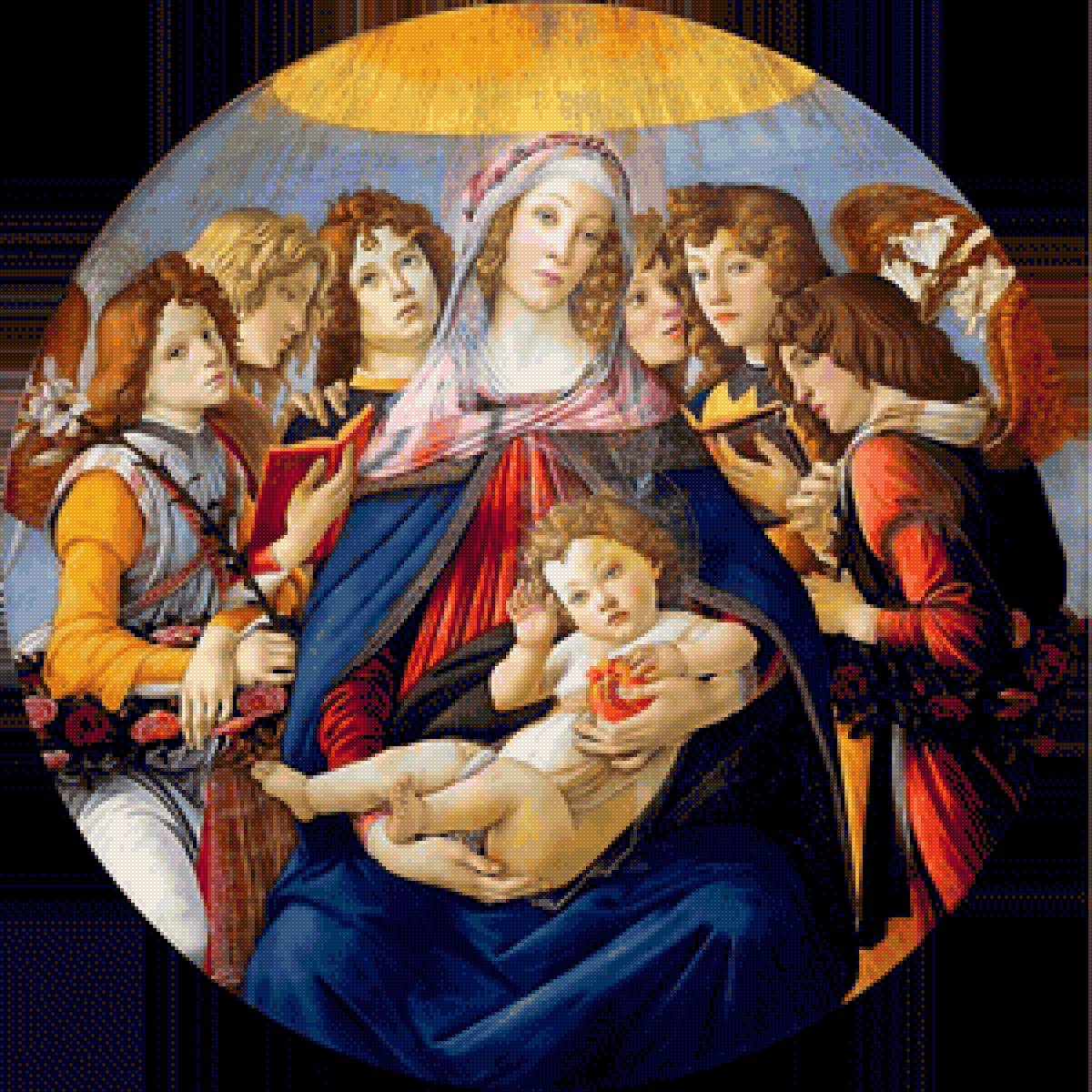 Мадонна с гранатом Ботичелли - искусство, ботичелли, мадонна - предпросмотр