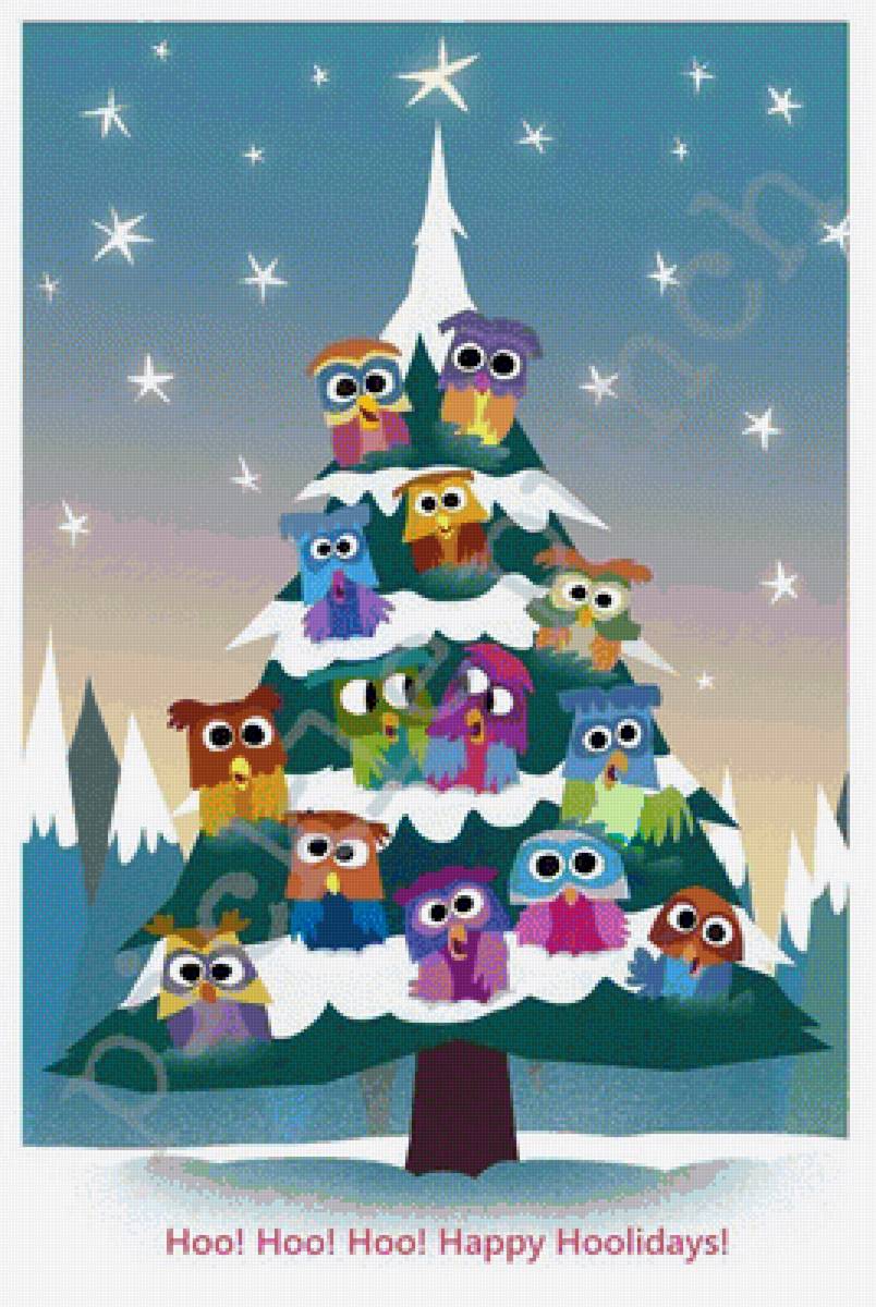 arbol navidad con buhitos - предпросмотр