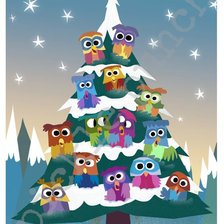 Схема вышивки «arbol navidad con buhitos»