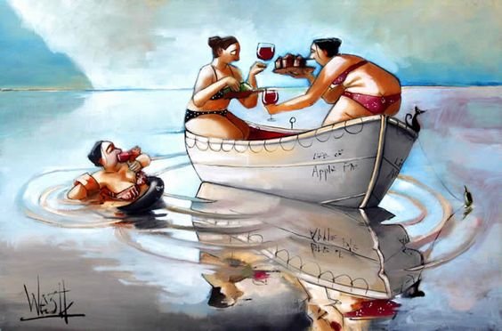 mujeres bebiendo vino - оригинал