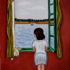 Схема вышивки «mujer en la ventana dali1»