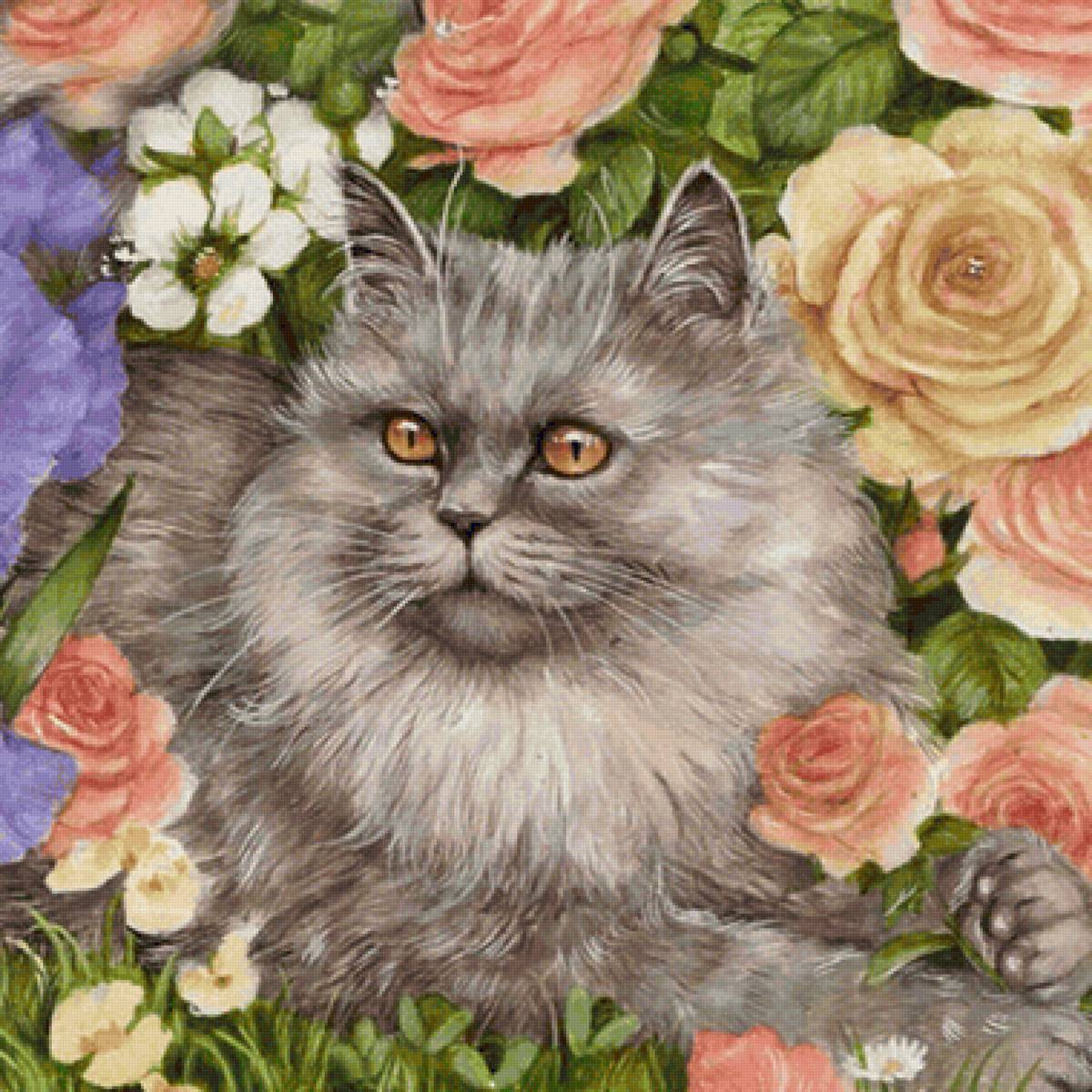 Gato. - animais.flores. - предпросмотр