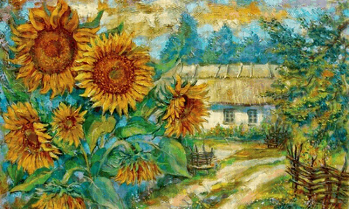 Casa com girassóis - casa .flores .girassóis. - предпросмотр