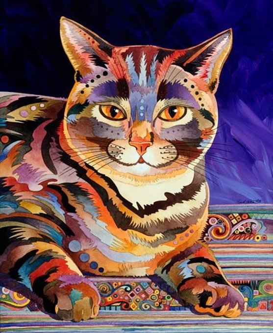 Gato. - animais.pintura. - оригинал