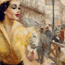 Схема вышивки «девушка в желтом»