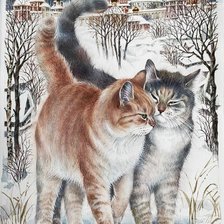 Схема вышивки «Casal de gatos.»