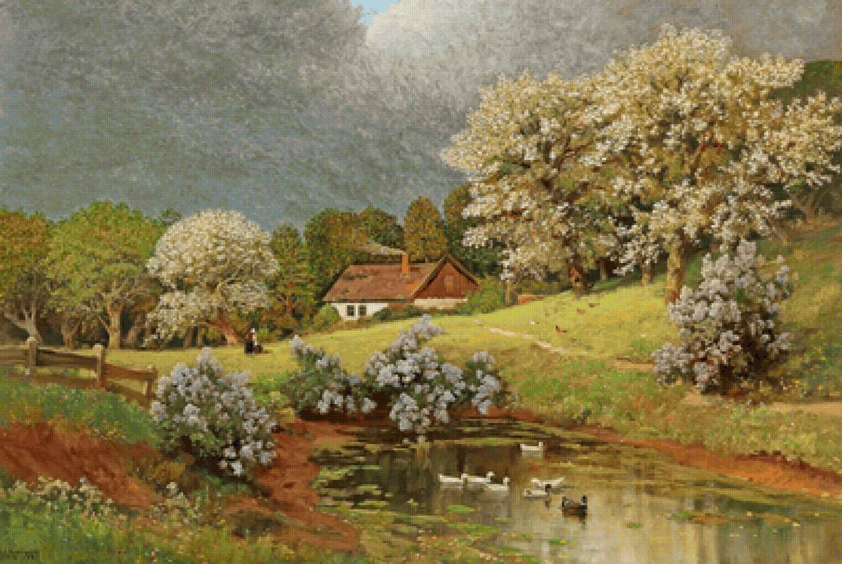 Paisagens rural - casa. arvores.paisagens.lago.flores. - предпросмотр