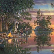 Схема вышивки «привал у реки»