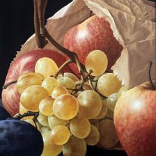 Схема вышивки «ДЖОАКИНО ПАССИНИ.НАТЮРМЛРТ С ВИНОГРАДОМ, СЛИВОЙ И ЯБЛОКАМИ»