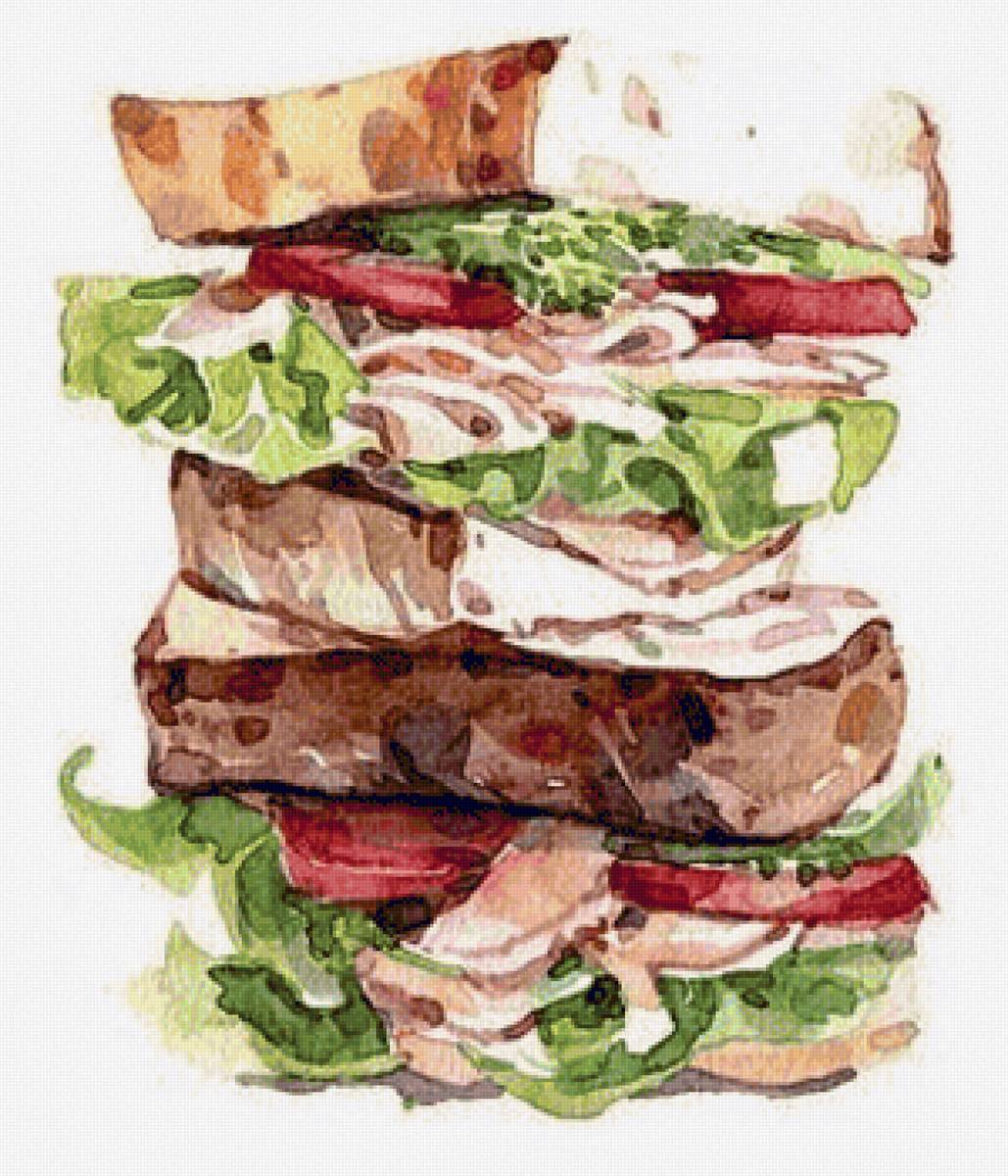 СУПЕР-СЕНДВИЧ С ЛИСТОВЫМ САЛАТОМ - фаст-фуд - предпросмотр