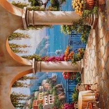 Схема вышивки «СУНГ КИМ. ТЕРАССА С ВИДОМ НА МОРЕ»