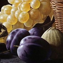 Схема вышивки «ДЖОАКИНО ПАССИНИ.НАТЮРМЛРТ С ВИНОГРАДОМ, СЛИВАМИ И ИНЖИРОМ»