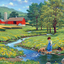 девочка у ручья